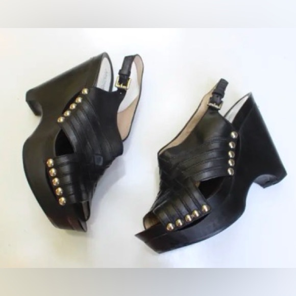 Michael Kors Leather Wedge Sandals - Picture 3 of 9